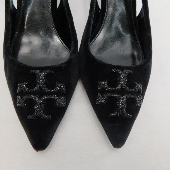 Tory Burch Shoes - Tory Burch Women's Black Eleanor Velvet Slingback Pumps - Size 7.5 Shoes